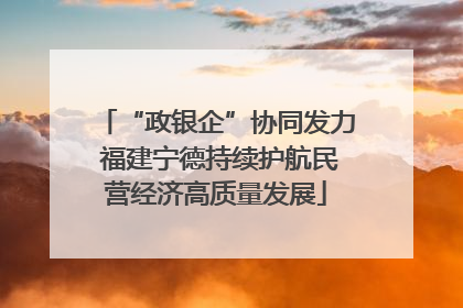 “政银企”协同发力 福建宁德持续护航民营经济高质量发展
