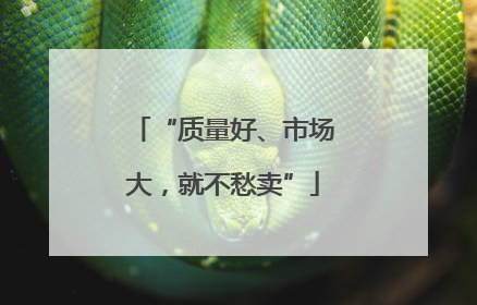 “质量好、市场大，就不愁卖”
