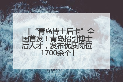 “青岛博士后卡”全国首发！青岛招引博士后人才，发布优质岗位1700余个