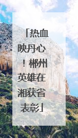 热血映丹心！郴州英雄在湘获省表彰
