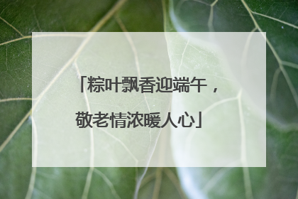 粽叶飘香迎端午，敬老情浓暖人心