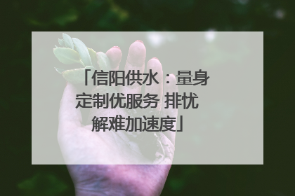 信阳供水：量身定制优服务 排忧解难加速度