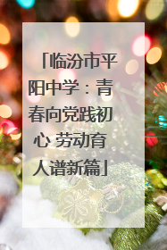 临汾市平阳中学：青春向党践初心 劳动育人谱新篇