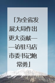 为全省发展大局作出更大贡献——访驻马店市委书记鲍常勇