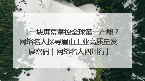 一块屏幕掌控全球第一产能？网络名人探寻眉山工业高质量发展密码｜网络名人四川行
