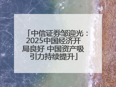中信证券邹迎光：2025中国经济开局良好 中国资产吸引力持续提升