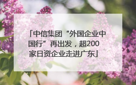 中信集团“外国企业中国行”再出发，超200家日资企业走进广东
