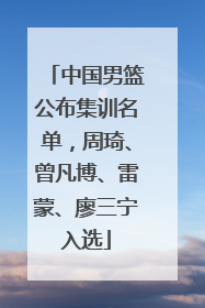 中国男篮公布集训名单，周琦、曾凡博、雷蒙、廖三宁入选