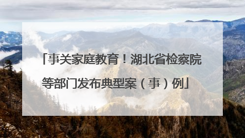 事关家庭教育！湖北省检察院等部门发布典型案（事）例