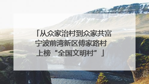 从众家治村到众家共富 宁波前湾新区傅家路村上榜“全国文明村”