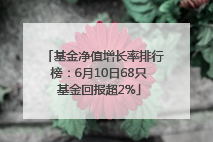 基金净值增长率排行榜：6月10日68只基金回报超2%