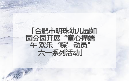 合肥市明珠幼儿园如园分园开展“童心撞端午 欢乐‘粽’动员”六一系列活动
