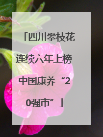 四川攀枝花连续六年上榜中国康养“20强市”