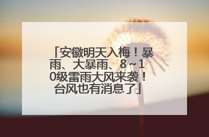 安徽明天入梅！暴雨、大暴雨、8～10级雷雨大风来袭！台风也有消息了