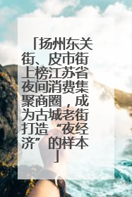 扬州东关街、皮市街上榜江苏省夜间消费集聚商圈，成为古城老街打造“夜经济”的样本