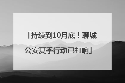 持续到10月底！聊城公安夏季行动已打响