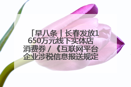 早八条丨长春发放1650万元线下实体店消费券／《互联网平台企业涉税信息报送规定》正式施行
