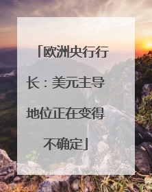欧洲央行行长：美元主导地位正在变得不确定