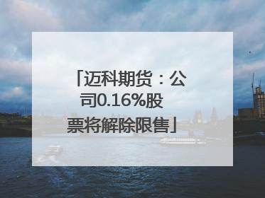 迈科期货：公司0.16%股票将解除限售