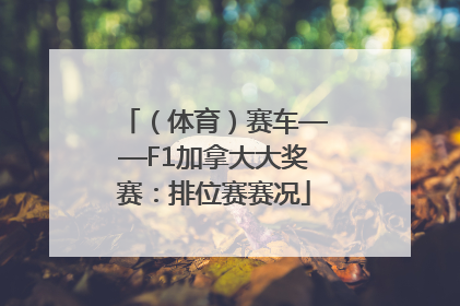 （体育）赛车——F1加拿大大奖赛：排位赛赛况