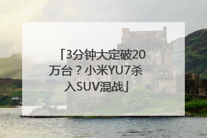 3分钟大定破20万台？小米YU7杀入SUV混战